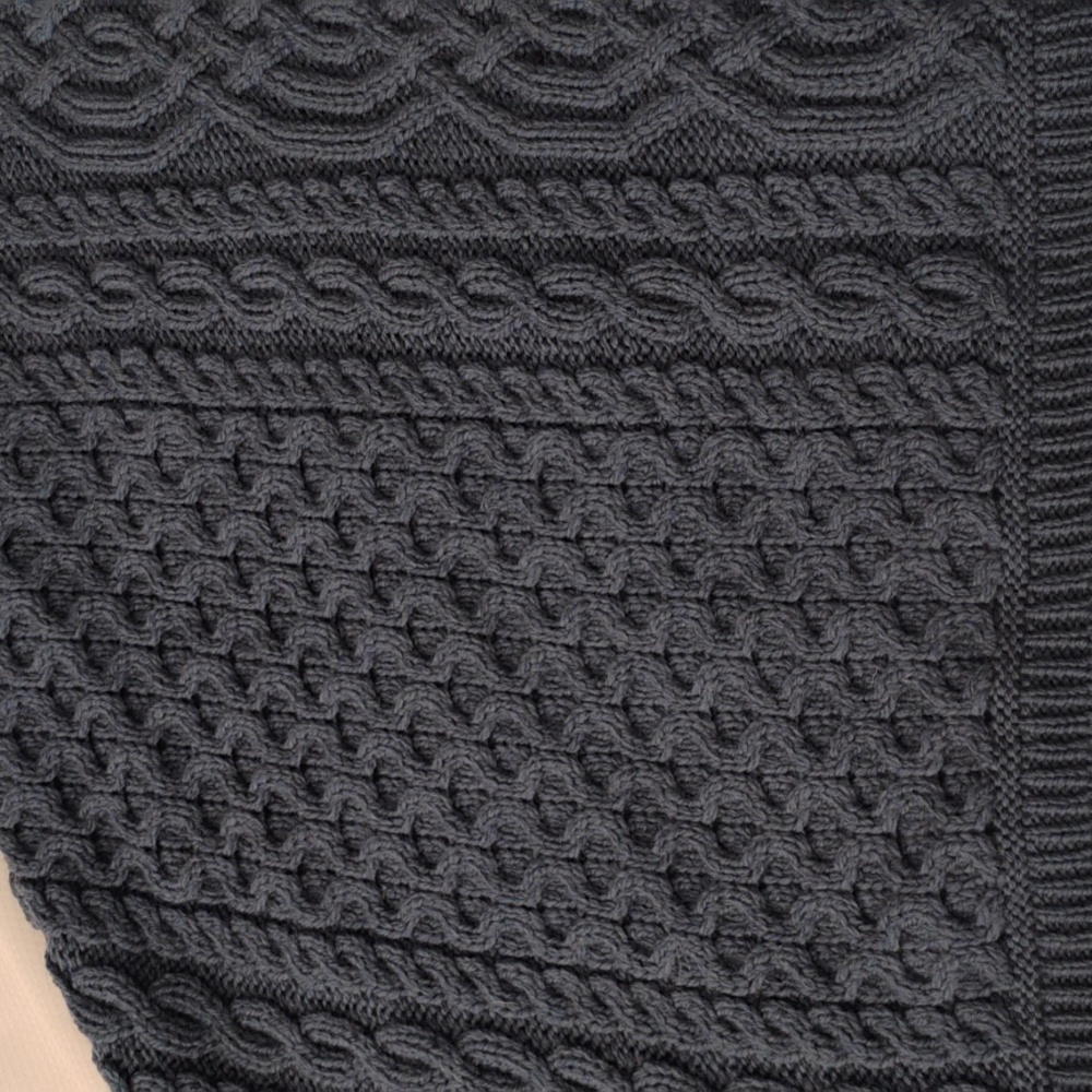 Aran Crafts Ireland Mallard Blue Cable Knit Merino Wool Cowl Poncho Sweater - 10 - Picture 8 of 10